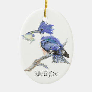Belted Kingfisher - Bird, Natuur Keramisch Ornament