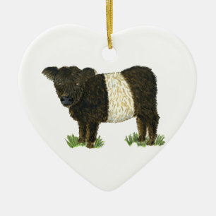 "Beltie" Belted Galloway Keramisch Ornament