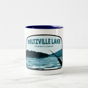 Beltzville Lake Pennsylvania Gevist Rod Tweekleurige Koffiemok
