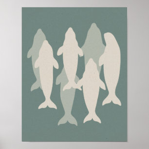 Beluga Pod geïllustreerd Poster