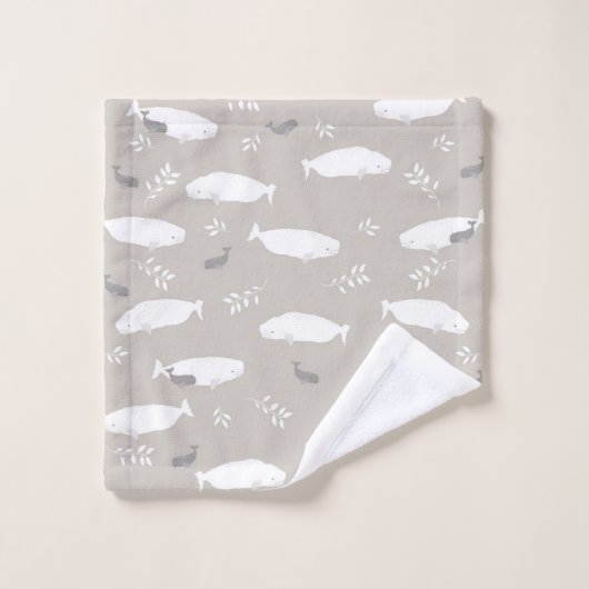 Béluga Sur Pastel Grey Illustration (Gant de toilette)