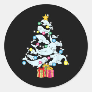 Beluga Walvis Kerstboom Walvissen Kerstmis Ronde Sticker