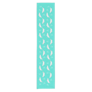 Beluga walvis patroon turquoise korte tafelloper