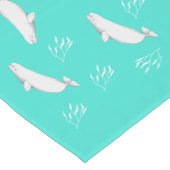 Beluga walvis patroon turquoise korte tafelloper (Hoek)