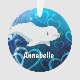 Beluga Whale and Blue Hearts Arctic Kerstmis Ornament