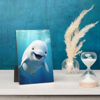 Beluga Whale Cartoon Blauwe Groene Noordelijke IJs Fotoplaat