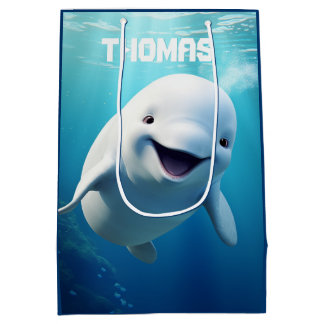 Beluga Whale Cartoon Blauwe Groene Noordelijke IJs Medium Cadeauzakje