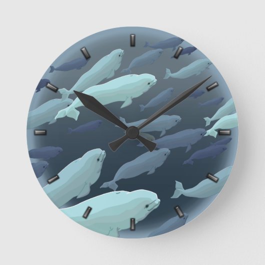 Beluga Whale Clock Beluga Whale Art Wall klok (Voorkant)