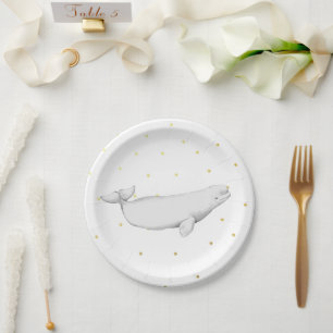 Beluga Whale Illustration Stippen Papieren Bordje