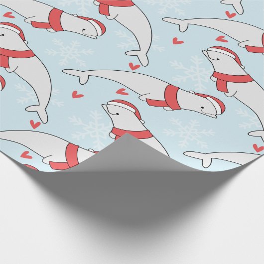 Beluga Whale Kerstmis Cadeaupapier (Hoek)