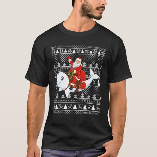 Beluga Whale Lover Santa Riding Beluga-walvis Ugly T-shirt (Voorkant)