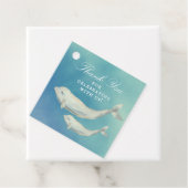Beluga Whale Mam en Calf Baby shower Bedankjes Labels (In situ)