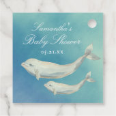 Beluga Whale Mam en Calf Baby shower Bedankjes Labels (Achterkant)