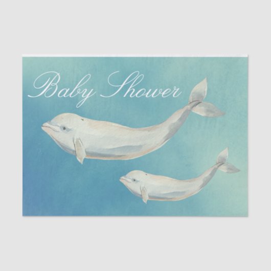 Beluga Whale Mam en Calf Baby shower Tissuepapier (Voorkant)