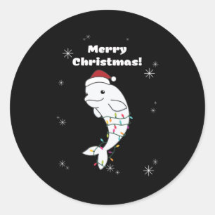 Beluga Whale Merry Winter Animals Whales Ronde Sticker