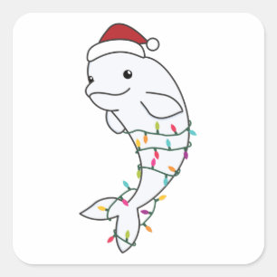 Beluga Whale Merry Winter Animals Whales Vierkante Sticker