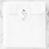 Beluga Whale Merry Winter Animals Whales Vierkante Sticker (Tas)
