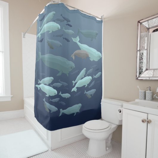 Beluga Whale Shower Curtains of Whale Art Bath Dec Douchegordijn (In situ)