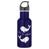 Beluga Whale Water Fles (Witte tekst) (Voorkant)
