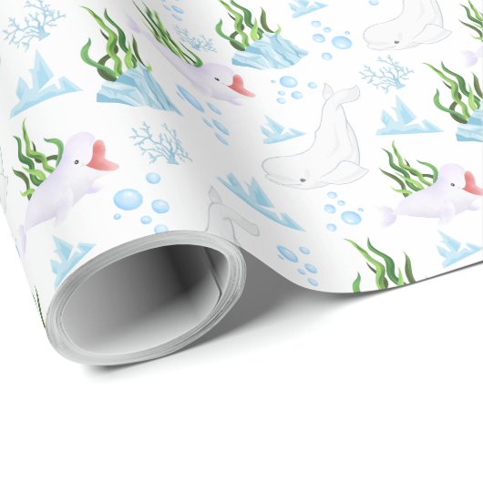 Beluga whale wrapping paper cadeaupapier (Rol Hoek)