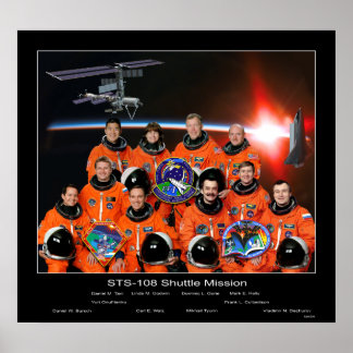Bemanner van de Sluiting STS-108 met ISS-bemanning Poster