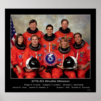 Bemanner van de STS-83 Shuttle Mission... Poster