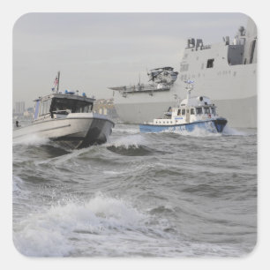 Bemanningen van de kustwacht en de politie vierkante sticker