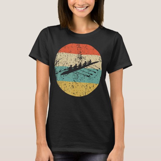 Bemanningsboot Roeien Silhouet Retro Sport T-shirt (Voorkant)