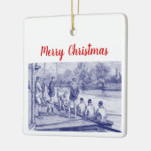  bemanningsroeiers in de boot aan de haven keramisch ornament (Links)