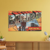 Bemidji, Minnesota - Grote lettertjes Canvas Afdruk (Insitu (Woonkamer))