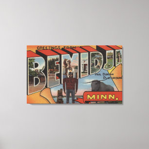 Bemidji, Minnesota - Grote lettertjes Canvas Afdruk