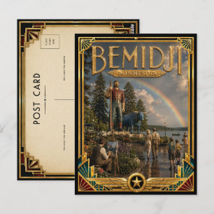 Bemidji Minnesota Vintage Art Deco Gouden Tijdperk Briefkaart