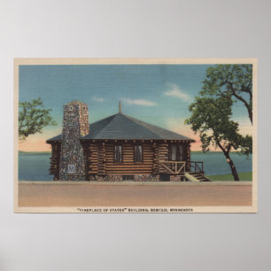 Bemidji, MN - Uitzicht van Fireplace of States Bld Poster