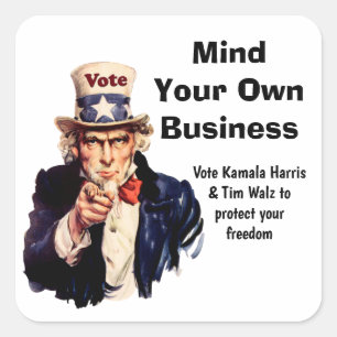 Bemoei je met je eigen zaken Harris Walz 2024 Vierkante Sticker