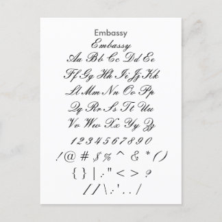 Bemonsteringsblad voor Zazzle-lettertype Briefkaart