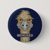 Bemused Funny Emu Pun Ronde Button 5,7 Cm (Voorkant)