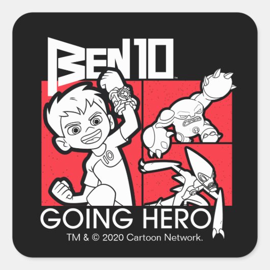 Ben 10 Going Hero Vierkante Sticker (Voorkant)