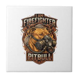 Ben brandweerman Pitbull hond gasmasker schild Tegeltje