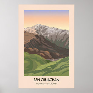 Ben Cruachan Affiche de voyage des Munros d'Écosse