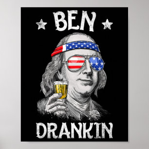 Ben Drankin 4 juli Benjamin Franklin Mannen Amer Poster