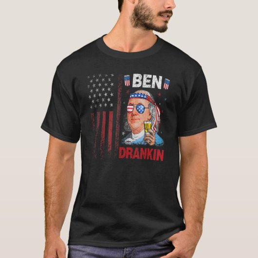 Ben Drankin 4 juli Benjamin Franklin Mannen Amer T-shirt (Voorkant)