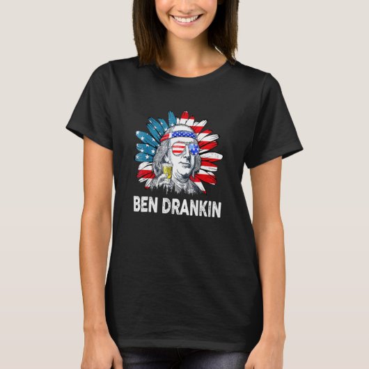 Ben Drankin, 4 juli Benjamin Franklin Mannen Wome T-shirt (Voorkant)
