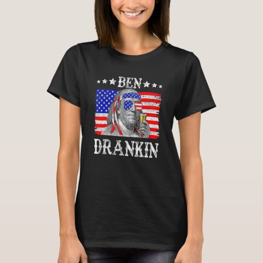 Ben Drankin, 4 juli Benjamin Franklin Mannen Wome T-shirt (Voorkant)