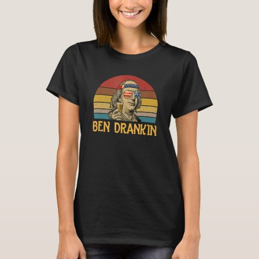 Ben Drankin, 4 juli patriottisch Benjamin Frankl T-shirt (Voorkant)