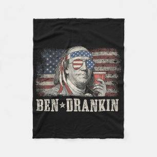 Ben Drankin Beer 4 juli vintage vlag grappig Fleece Deken