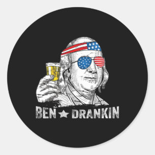 Ben Drankin - Benjamin Franklin Drink Bier - 4t Ronde Sticker