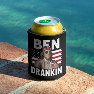 Ben Drankin Bier 4 juli Vintage Vlag Grappig Blikjeskoeler