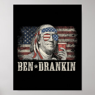 Ben Drankin Bier 4 juli  Vlag Grappig Poster