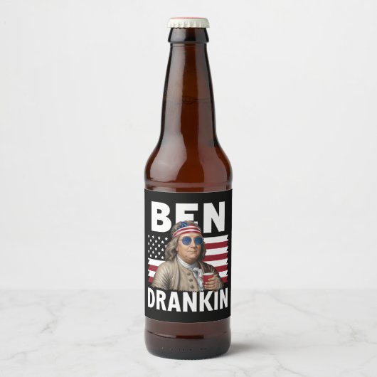Ben Drankin Bier 4 juli  Vlaggengrappig Bier Etiket (Voorkant)