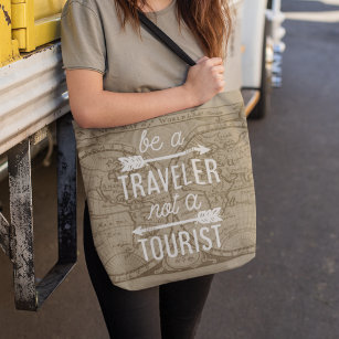 Ben een Reiziger geen Toeristenkaart Citaat van de Tote Bag